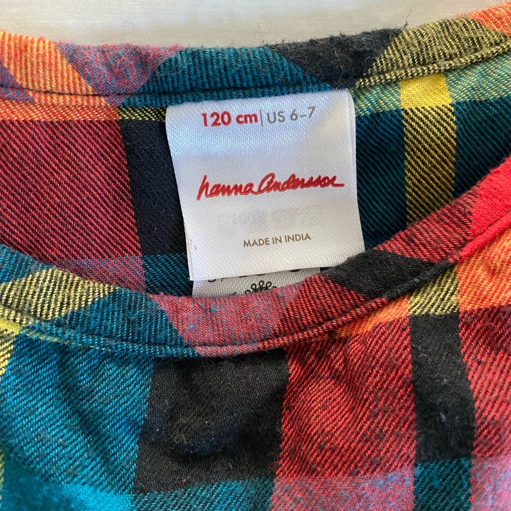 EUC Hanna Andersson cotton plaid flannel dress size 120 cm 6-7 - Picture 2 of 2